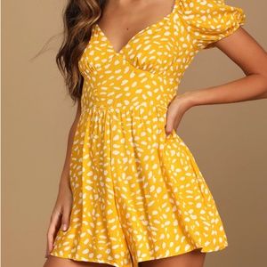 Lulu's Hey Sunny Yellow Dotted Romper